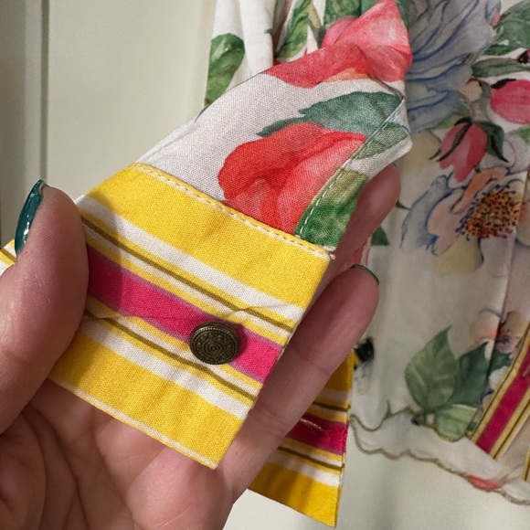 Aratta Floral Button-Up Shirt with Colorful Stripes - Picture 11 of 14